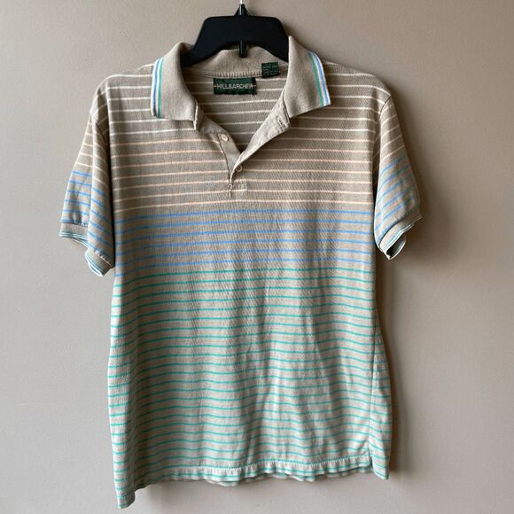 VTG 80s 90s Striped Polo Shirt Pastel Preppy Skater Normcore Sz M/L - Picture 4 of 9